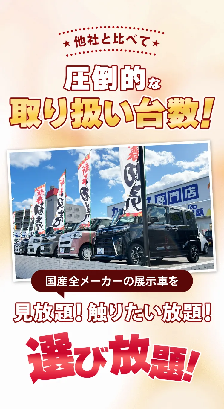 他社と比べて圧倒的な取り扱い台数!