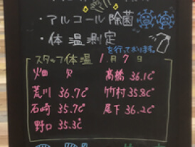 出勤スタッフの体温公開